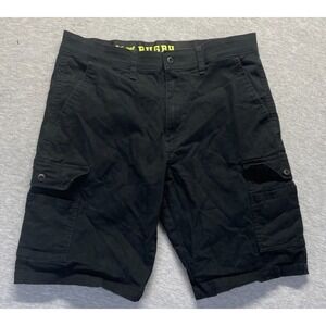 Original Rugby University Cargo Shorts Mens 32 Black Logo Stretch Utility Pocket